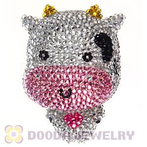 Cute 3D Bling Crystal Cow Absorbable Doll For iPhone Cases Wholesale