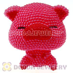 Cute 3D Bling Pearl Pink Pig Absorbable Doll For iPhone Cases Wholesale