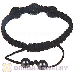 Wholesale On Sale Handmade Pave Black Crystal Macrame Bracelets
