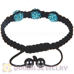 Wholesale On Sale Handmade Pave Cyan Crystal Macrame Bracelets