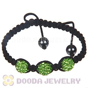Wholesale On Sale Handmade Pave Green Crystal Macrame Bracelets