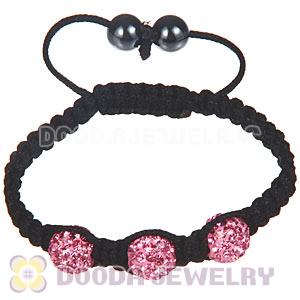 Wholesale Special Price Handmade Pave Pink Crystal Macrame Bracelets