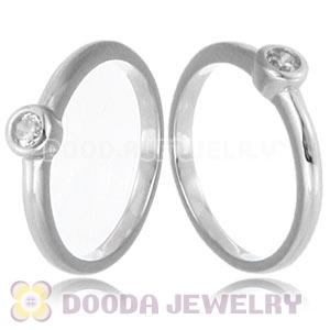 Platinum Plated Stackable Halo Ring With Austrian Crystal Diamond