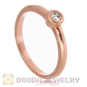 Rose Gold Plated Stackable Halo Ring With Austrian Crystal Diamond