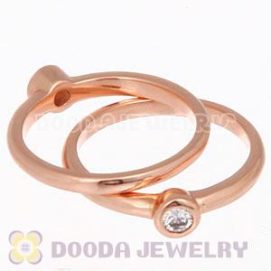 Rose Gold Plated Stackable Halo Ring With Austrian Crystal Diamond
