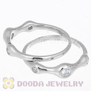 Platinum Plated Stackable Halo Ring With Austrian Crystal Diamond