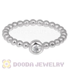 Platinum Plated Stackable Bubble Ring With Austrian Crystal Diamond