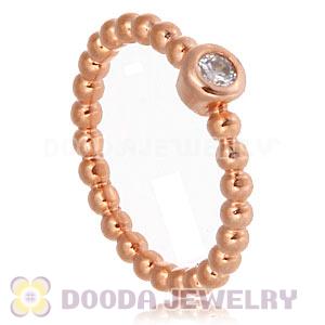 Rose Gold Plated Stackable Bubble Ring With Austrian Crystal Diamond