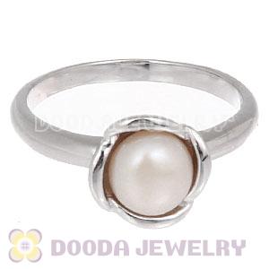 Platinum Plated Stackable Bloom Pearl Ring Wholesale