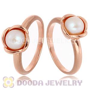 Rose Gold Plated Stackable Bloom Pearl Ring Wholesale