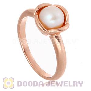 Rose Gold Plated Stackable Bloom Pearl Ring Wholesale