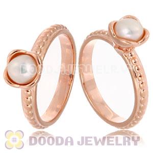 Rose Gold Plated Stackable Bloom Pearl Ring Wholesale
