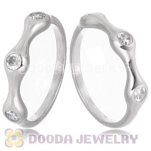 Platinum Plated Stackable Halo Ring With Austrian Crystal Diamond