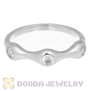 Platinum Plated Stackable Halo Ring With Austrian Crystal Diamond