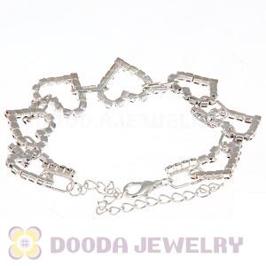 Silver Plated Alloy Crystal Heart Bracelets Chain Wholesale With Lobster Clasp