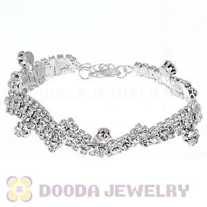 Silver Plated Alloy Crystal Bracelets Chain Wholesale With Lobster Clasp