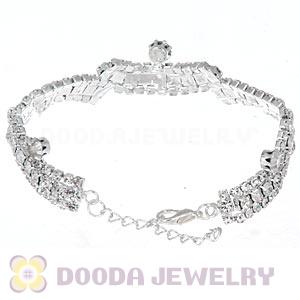 Silver Plated Alloy Crystal Bracelets Chain Wholesale With Lobster Clasp
