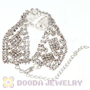Silver Plated Crystal Alloy Bracelet Chain With Lobster Clasp Wholesale