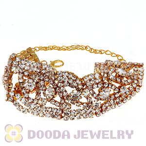 Gold Plated Crystal Alloy Bracelet Chain With Lobster Clasp Wholesale