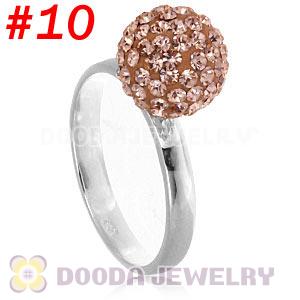 10mm Rose Czech Crystal Ball 925 Sterling Silver Rings Wholesale