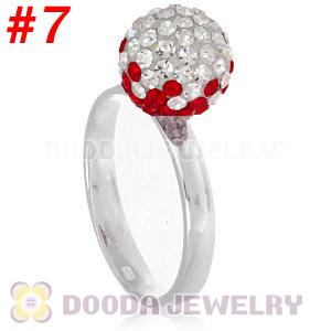 10mm Bicolourable Czech Crystal Ball 925 Sterling Silver Rings Wholesale
