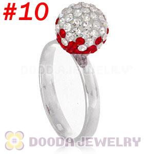 10mm Bicolourable Czech Crystal Ball 925 Sterling Silver Rings Wholesale