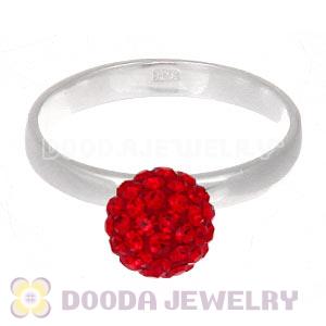8mm Red Czech Crystal Ball 925 Sterling Silver Rings Wholesale