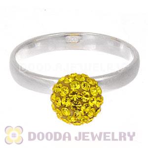 8mm Yellow Czech Crystal Ball 925 Sterling Silver Rings Wholesale