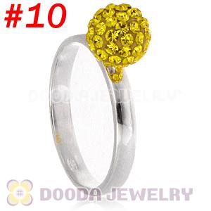 8mm Yellow Czech Crystal Ball 925 Sterling Silver Rings Wholesale