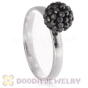 8mm Brown Czech Crystal Ball 925 Sterling Silver Rings Wholesale