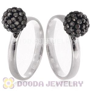 8mm Brown Czech Crystal Ball 925 Sterling Silver Rings Wholesale