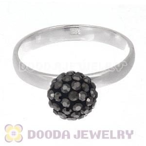 8mm Brown Czech Crystal Ball 925 Sterling Silver Rings Wholesale