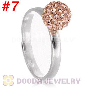 8mm Rose Czech Crystal Ball 925 Sterling Silver Rings Wholesale