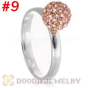 8mm Rose Czech Crystal Ball 925 Sterling Silver Rings Wholesale