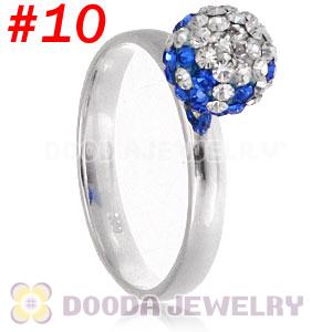 8mm Czech Crystal Ball 925 Sterling Silver Rings Wholesale