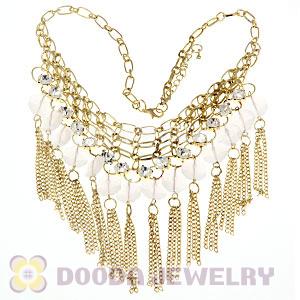 Gold Chains Multi Layer Tassel Choker Bib Necklace Wholesale