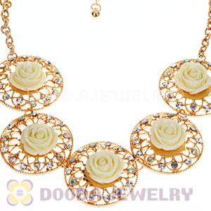 Fashion Crystal Rose Flower Choker Collar Necklace Wholesale