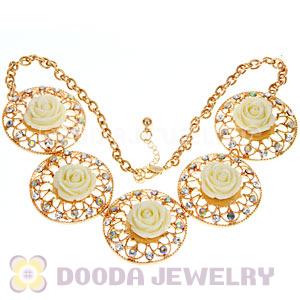 Fashion Crystal Rose Flower Choker Collar Necklace Wholesale