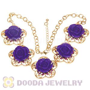 Fashion Crystal Rose Flower Choker Collar Necklace Wholesale