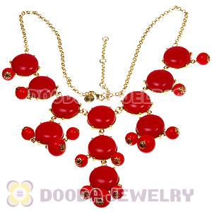 2012 New Fashion Coral Red Bubble Bib Necklace Wholesale