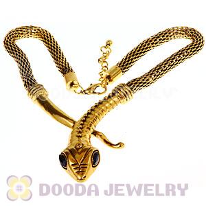 Vintage Goden Chain Snake Head Punk Gothic Pendant Necklace