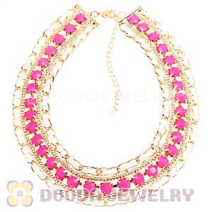 Gold Chain Resin Diamond Leather Chunky Choker Collar Necklace Wholesale