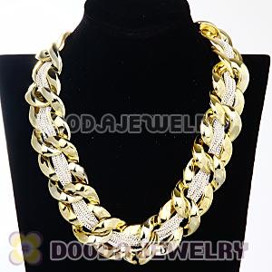 Chunky Gold Interlocking Chain And White Chain Necklace Wholesale 