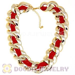 Chunky Gold Interlocking Chain And Red Chain Necklace Wholesale 