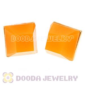 Gold Plated Orange Cubic Jelly Resin Diamond Stud Earrings Wholesale