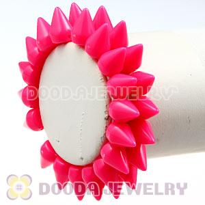 Fashion 2 Rows Rock Punk Spike Rivets Elastic Stretch Bangle Bracelet