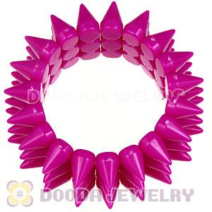 Fashion 3 Rows Rock Punk Spike Rivets Elastic Stretch Bangle Bracelet