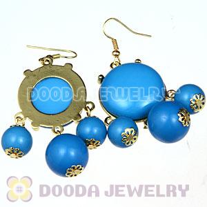 Fashion Gold Plated Blue Drop Bubble Earrings Wholesale