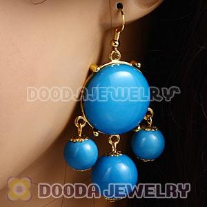 Fashion Gold Plated Blue Drop Bubble Earrings Wholesale