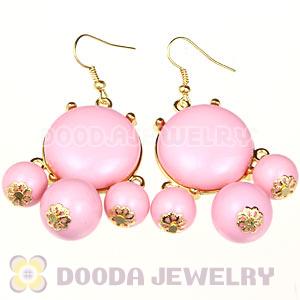 Fashion Gold Plated Drop Pink Bubble Earrings Wholesale